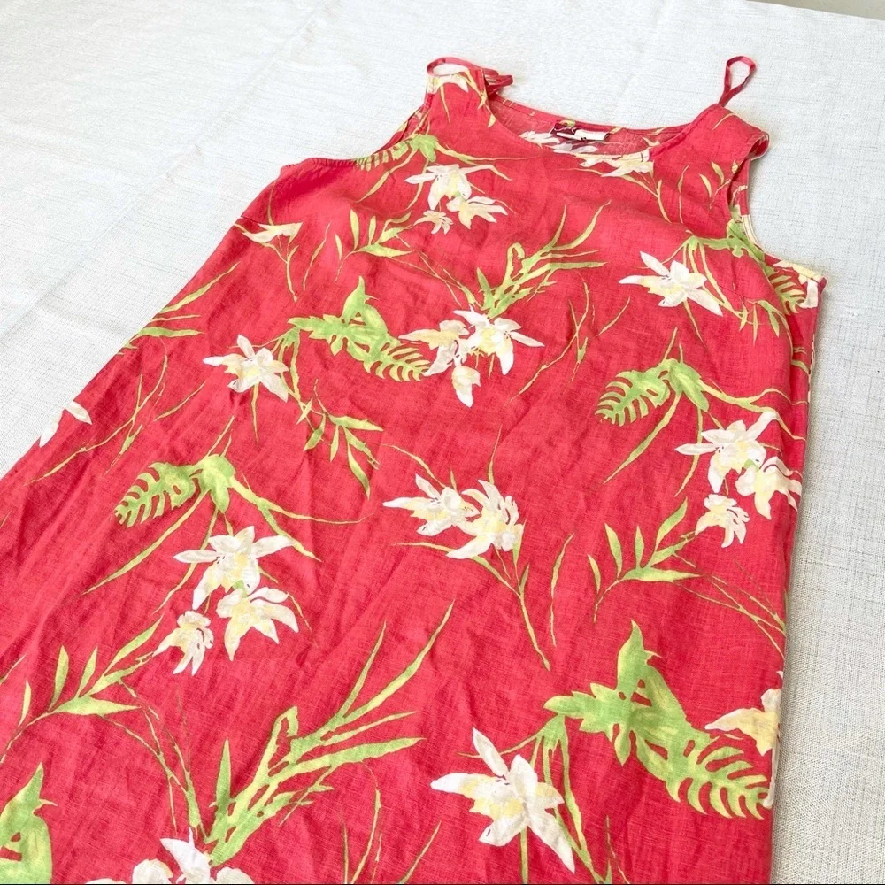 JM Collection by Jennifer Moore Women Linen Floral Maxi Dress. Size 14.